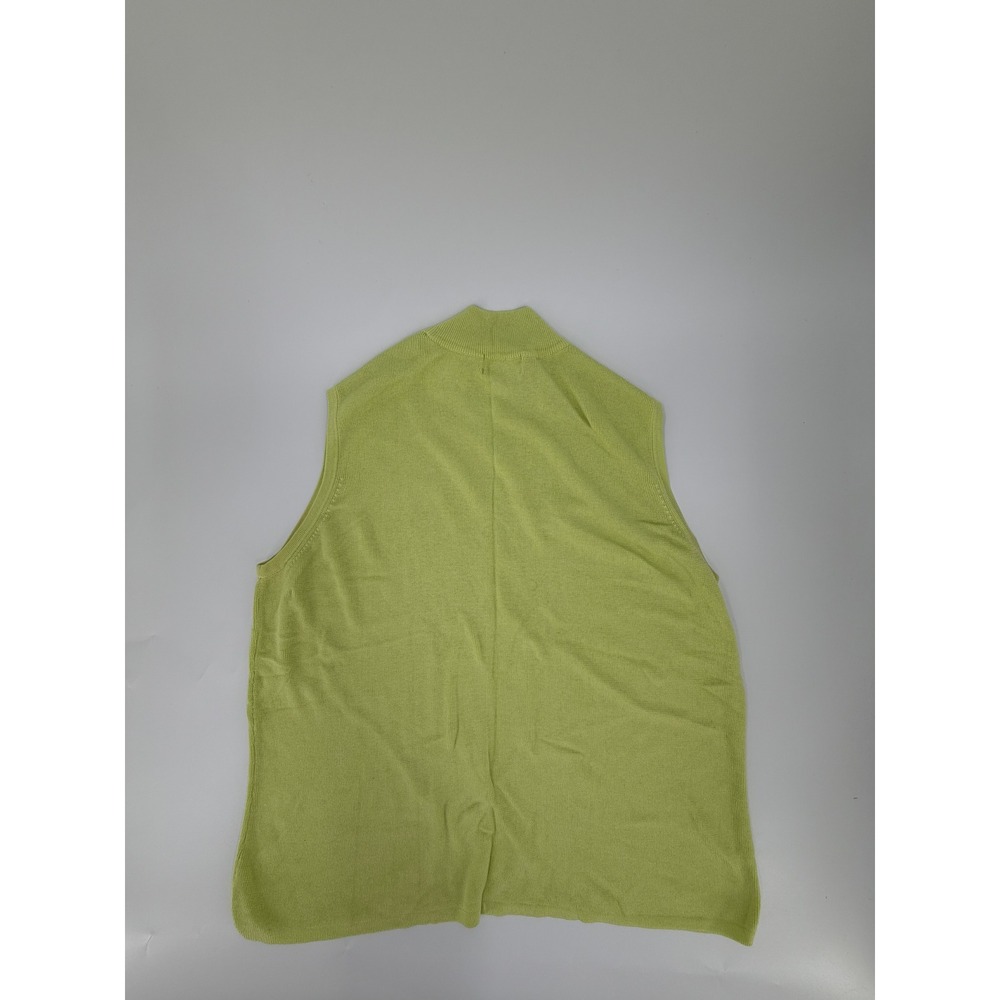 Investments Mock Neck Sleeveless Sweater Vintage 90s Women XL Lime Green Shell